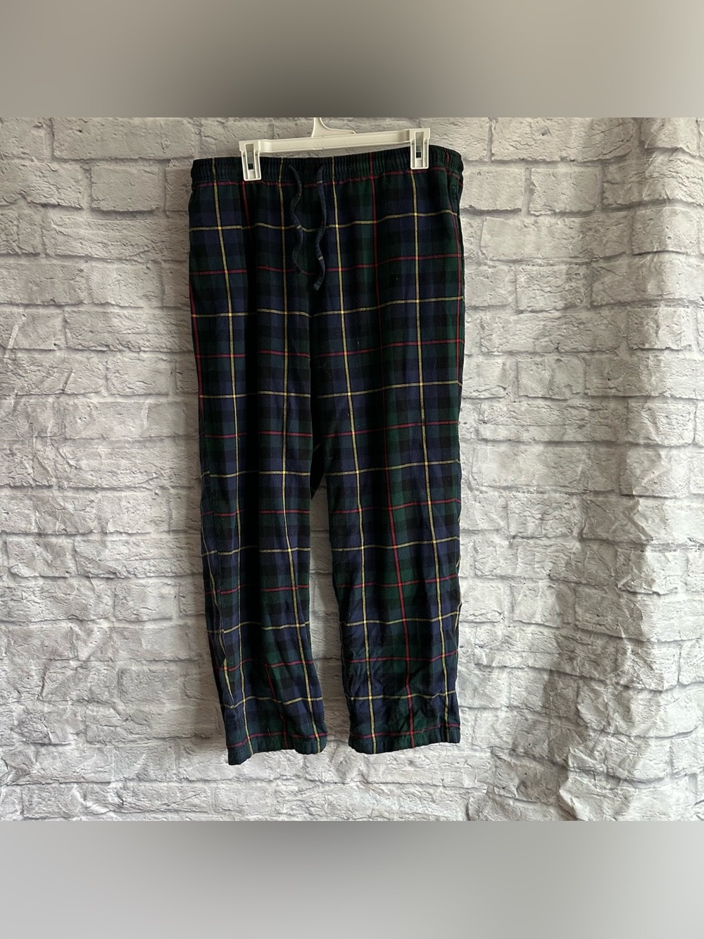 PREOWNED L.L. BEAN MENS PLAID GREEN FLANNEL SLEEP PANTS PAJAMAS LARGE L